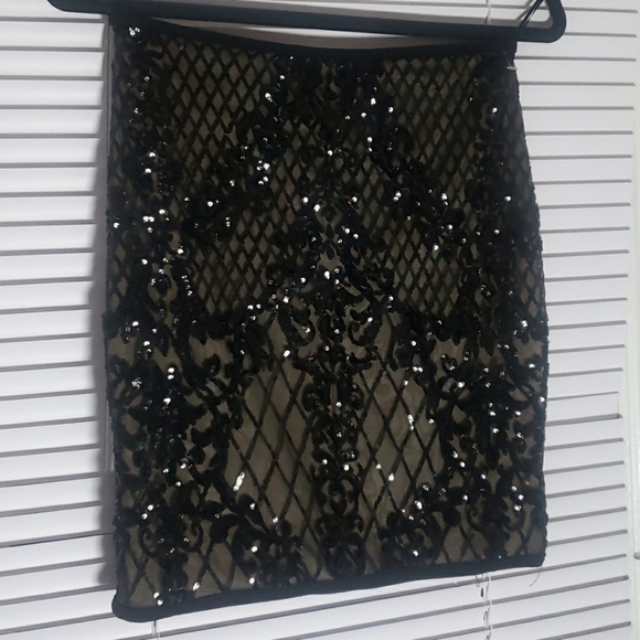 Privy Sequin Adorned Mini black Skirt - High Rise Glam Statement Skirt - Picture 3 of 12
